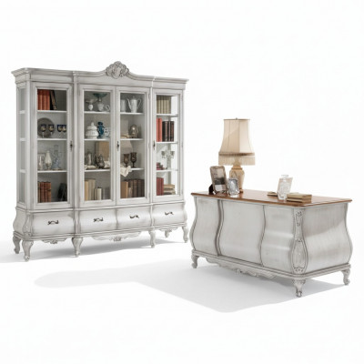 Witte kantoormeubelen bureau boekenplank luxe tafel plank inrichting