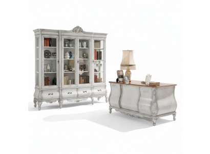 Witte kantoormeubelen bureau boekenplank luxe tafel plank inrichting