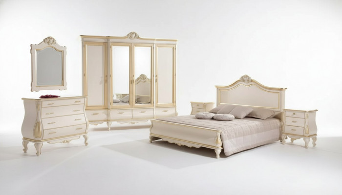Slaapkamer set Bed 2x Nachtkastjes Kast Garderobekast Commode Spiegel
