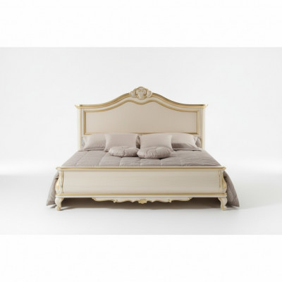 Houten tweepersoonsbed Luxe design Slaapkamermeubels Klassiek Beige