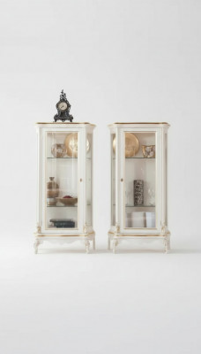 Houten vitrine Hoogwaardige vitrine Klassiek meubeldesign Wit Vitrines