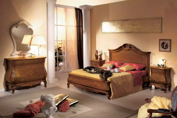 Slaapkamer ladekast met spiegel Luxe klassieke meubelset 2-delig hout