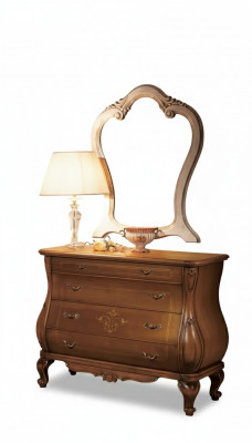 Slaapkamer ladekast met spiegel Luxe klassieke meubelset 2-delig hout