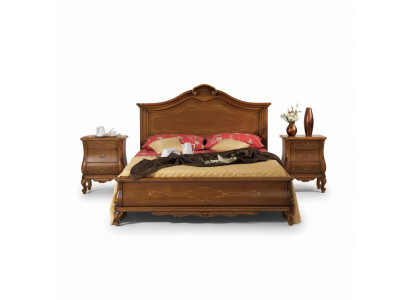 Houten tweepersoonsbed in klassieke stijl Luxe slaapkamer design Bedden