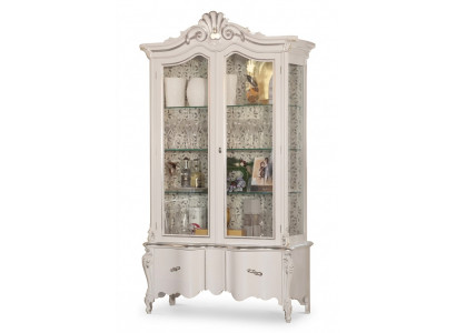 Luxe witte houten vitrinekast met klassiek meubelontwerp Vitrinekast