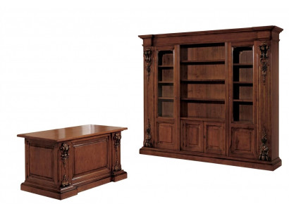 Klassieke bruine werkkamerset Bureau Boekenplank Tafel Plank