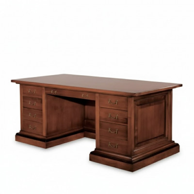 Bruin massief houten bureau Klassiek kantoormeubilair Werkkamertafel