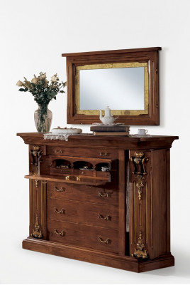 Slaapkamer commode met spiegel Klassiek meubilair 2-delig bed Kast