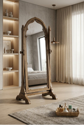 Grote met de hand gemaakte spiegel met houten frame van hout