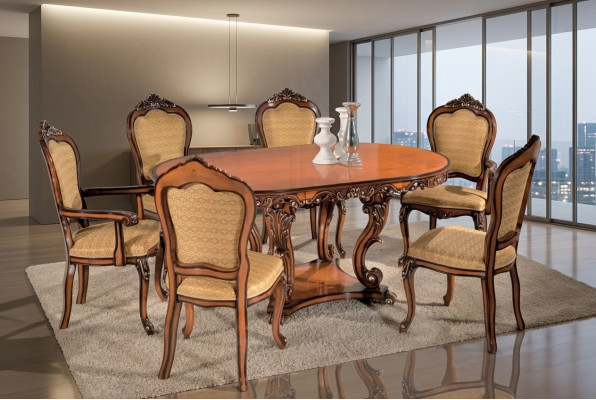 Stel eettafel 4x stoelen 2x fauteuils eettafelgroep houten tafels tafels