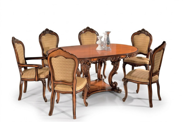 Stel eettafel 4x stoelen 2x fauteuils eettafelgroep houten tafels tafels