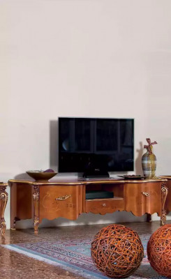 Klassieke tv-standaard Luxe 2x vitrine Woonkamer meubels Woonwand Hout