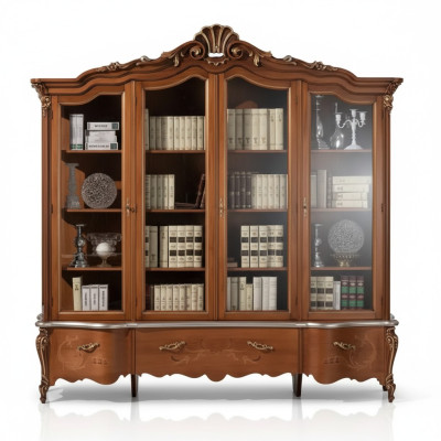 Klassieke luxe boekenkast massief houten meubels vitrinekast boekenkast schuifdeur