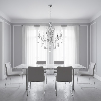 Luster Luxe Plafondlamp Kroonluchter Plafondlamp Zilver Kristal