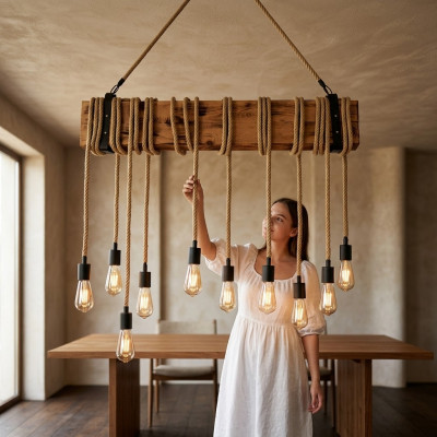 Lampen Eettafel Plafondlamp Kroonluchter Lamp Hout Verlichting