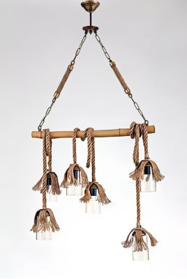 Lamp Plafondlamp Kandelaar Kroonluchter Hanglamp Bamboe Glas Bruin