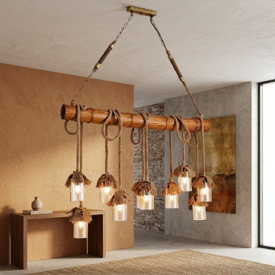Moderne houten kroonluchter, pronkkroonluchter, plafondlamp, bamboe kroonluchter.