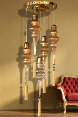 Luster Ronde Plafondlamp Kroonluchter Plafondlamp Lampen Glas Goud
