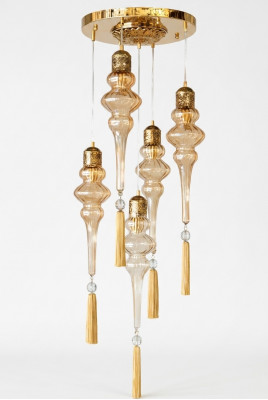 Luster Ronde Plafondlamp Kroonluchter Plafondlamp Lampen Glas Goud
