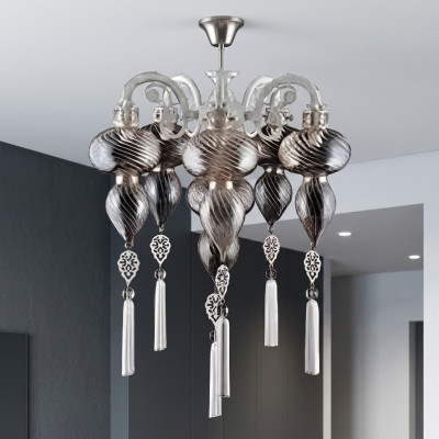 Hanglamp Luster Kroonluchter Plafondlamp Lamp Glas Zilver Nieuw