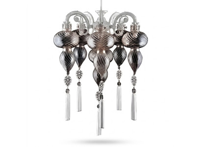 Hanglamp Luster Kroonluchter Plafondlamp Lamp Glas Zilver Nieuw