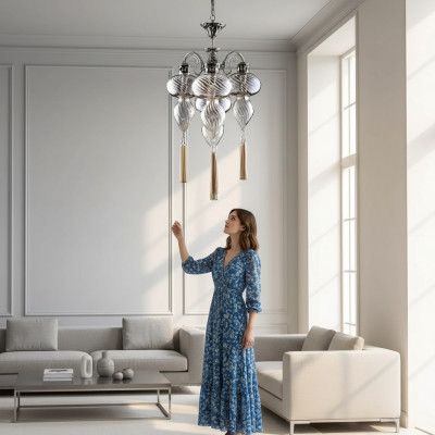 Lampen Plafondlamp Kroonluchter Kandelaar Plafonnière Glas Zilver Nieuw