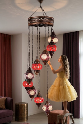 Lustre plafondlamp kroonluchter plafondlamp lampen glas 45x145cm