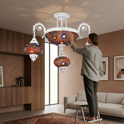 Plafondlamp luchter kroonluchter hanglamp lampen glas kunst wit