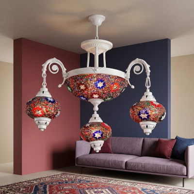 Plafondlamp luchter kroonluchter hanglamp lampen glas kunst wit