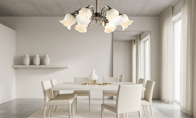 Luster Plafondlamp Kandelaar Plafonnière Lampen Zilver Beige