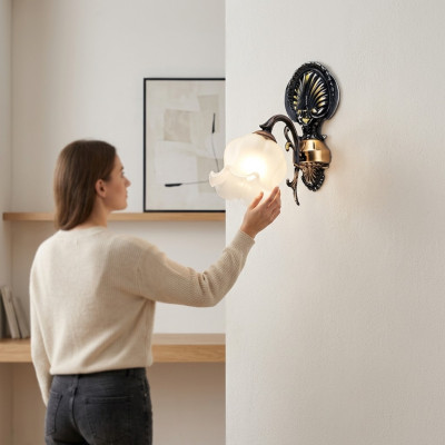 Wandlamp Wandlampen Bloemen wandlamp Kroonluchter Muur Lampen Grijs Glas