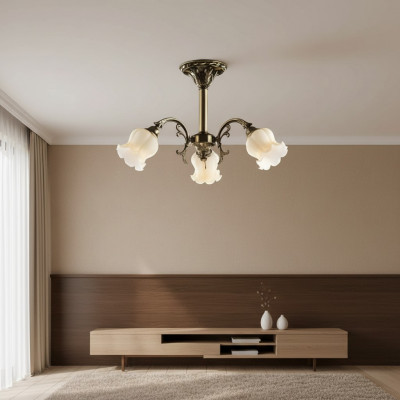 Plafondlamp Bloemen Kroonluchter Hanglamp Lamp Glas Grijs