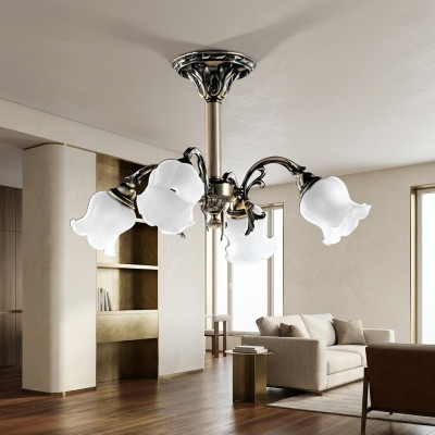 Kroonluchter plafondlamp Bloemen kroonluchter Plafondlamp Lamp Glas Grijs
