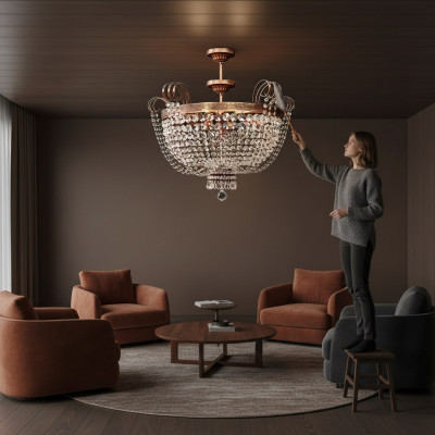 Luxe plafondlamp kroonluchter plafondlamp goud kristal ronde lamp