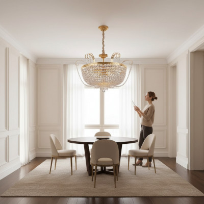 Luster Luxe Plafondlamp Kroonluchter Plafondlamp Goud Kristal Lamp