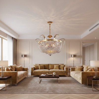 Luster Luxe Plafondlamp Kroonluchter Plafondlamp Goud Kristal Lamp