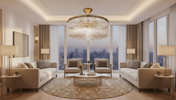 Luxe plafondlamp kroonluchter plafonnière gouden kristallen lamp