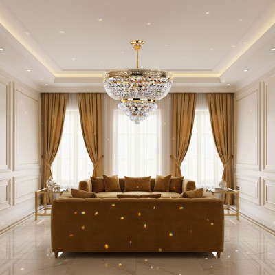 Ronde kroonluchter Luxe plafondlamp Luchter plafondlamp Kristal Goud 50x60