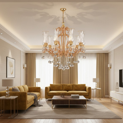 Luxe plafondlamp kroonluchter plafondlamp kristal gouden lamp.