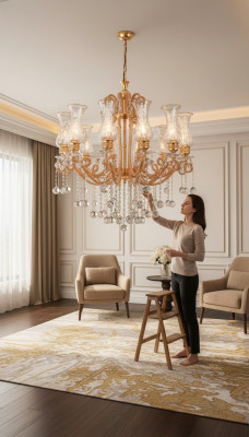 Luxe plafondlamp luchter kroonluchter plafonnière kristal goud