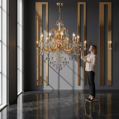 Luxe kroonluchter van kristal plafondlamp hanglamp gouden lamp