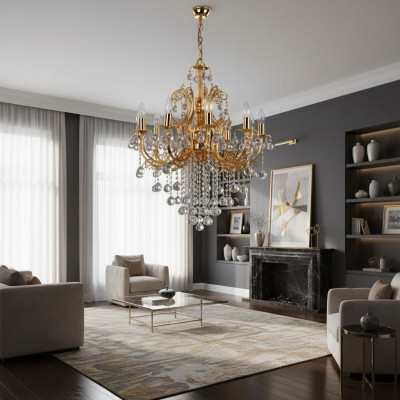 Luxe kroonluchter van kristal plafondlamp hanglamp gouden lamp