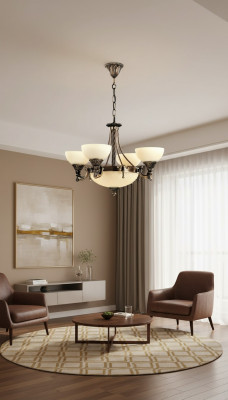 Luster Plafondlamp Moderne Kroonluchter Plafondlamp Beige Glaslamp