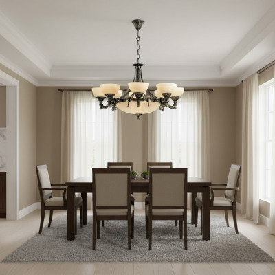 Plafondlamp Kroonluchter Hanglamp Glas Beige Lampen Nieuw