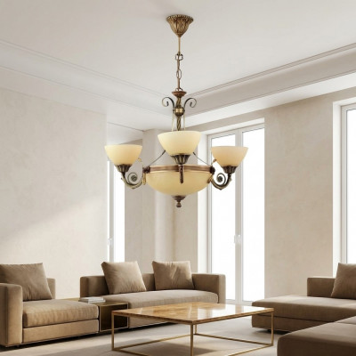 Plafondlamp Lamp Plafondlamp luchter Kandelaar Glas Beige Art