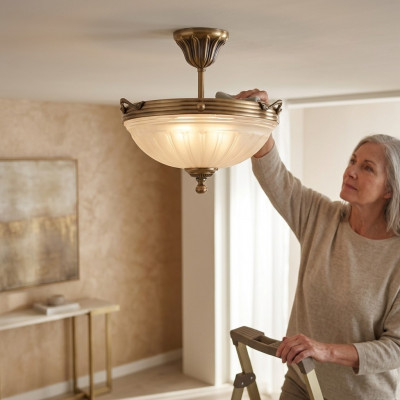Plafondlamp Beige Plafondlamp Luster Kroonluchter Glas Kunst
