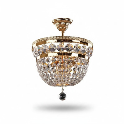 Ronde luxe kroonluchter plafondlamp plafondverlichting kroonluchter goud kristal kunst
