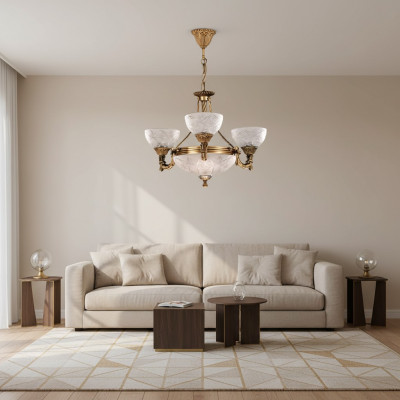 Plafondlamp Kroonluchter Plafondarmatuur Lamp Kroonluchter Glas Grijs Goud