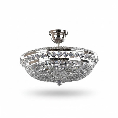Ronde Zilveren Luxe Plafondlamp Kroonluchter Plafondkroonluchter Zilveren Kristal