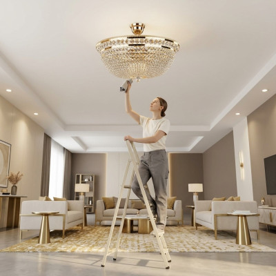 Ronde kristallen plafondlamp Luxe kroonluchter hanglamp Gouden kroonluchter